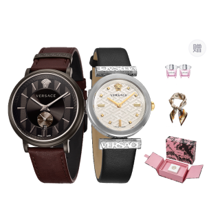 VERSACE Wrist Watches Quartz Movement Tan Watch Dial Unisex Gift Powder Crystal Diamond Versace Perfume Box