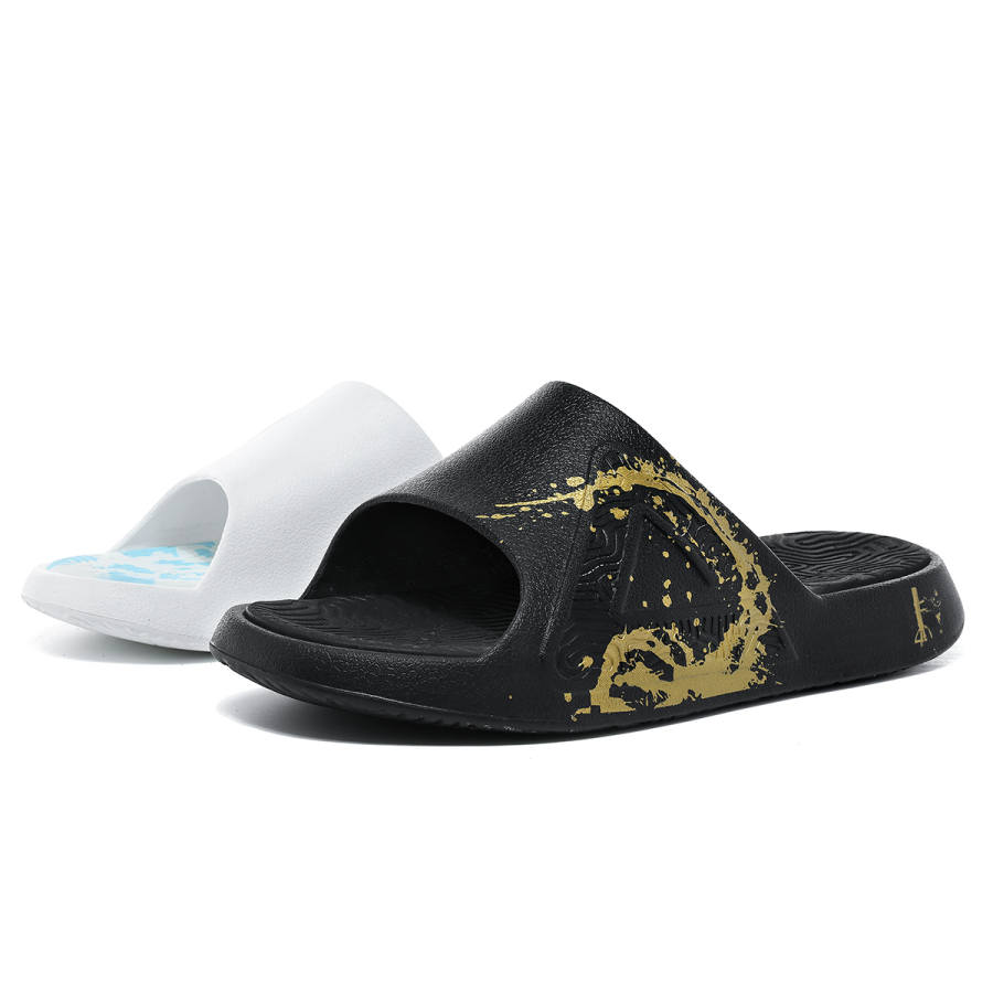 PEAK Tai Ji1.0 EVA Slip Resistant Odor Resistant Cushioning Slide Slippers Men's Black And White Mismatched
