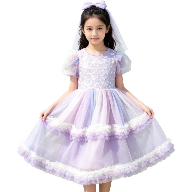 YALU Grade School Dresses Crew Neck Moderate Midi Skirt