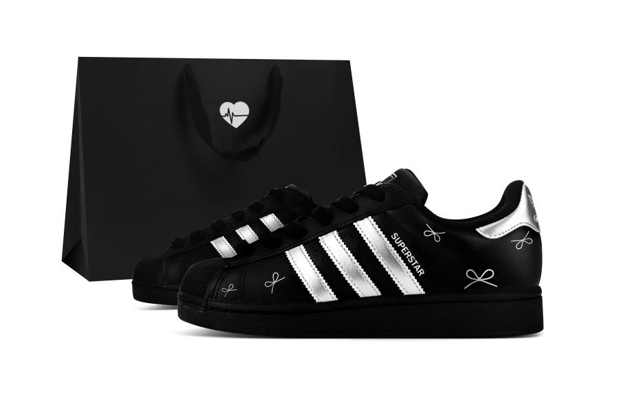 Adidas Originals Superstar 2 Silver Mist Princess Kids' Skateboarding Shoes Black Silver Teenagers