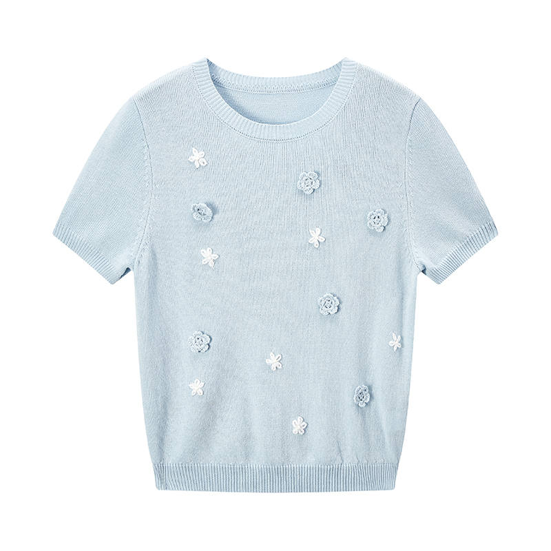 XIANGYING Knitwear Women's Nautical Blue Crew Neck Thin Base Layer