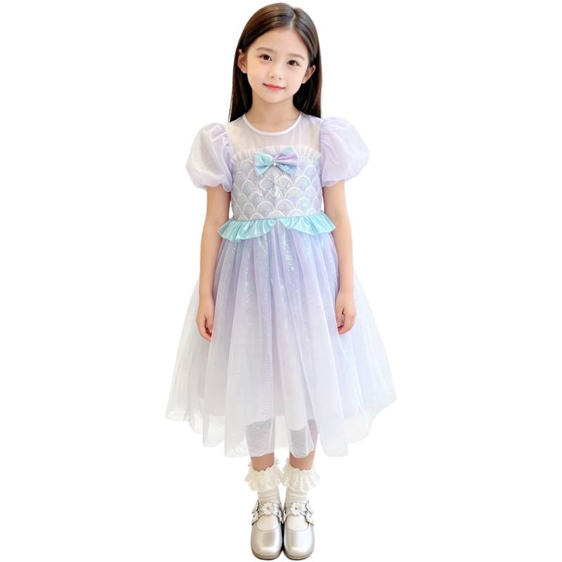 YALU Grade School Dresses Crew Neck Moderate Midi Skirt