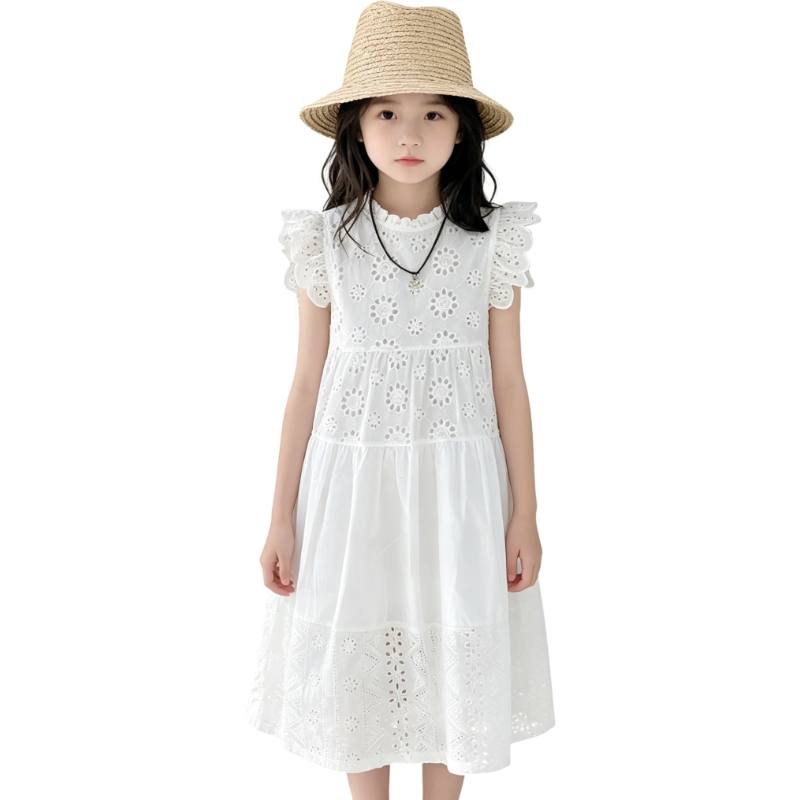 YALU Grade School Dresses Crew Neck Moderate Midi Skirt