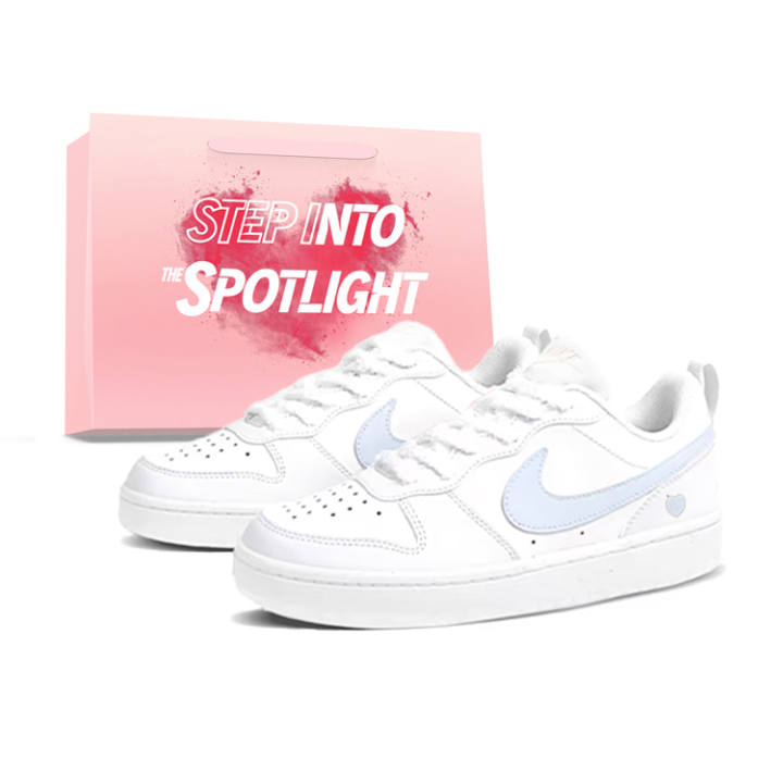 Nike Nike Court Borough2 Leather Abrasion Resistant Low top Skateboard Shoes Unisex White, Blue