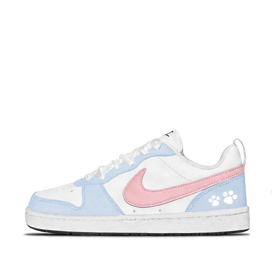 Nike Nike Court Borough Cat Paw Stepping On Clouds Synthetic Leather Low top Kids' Skateboarding Shoes Pink Blue Teenagers