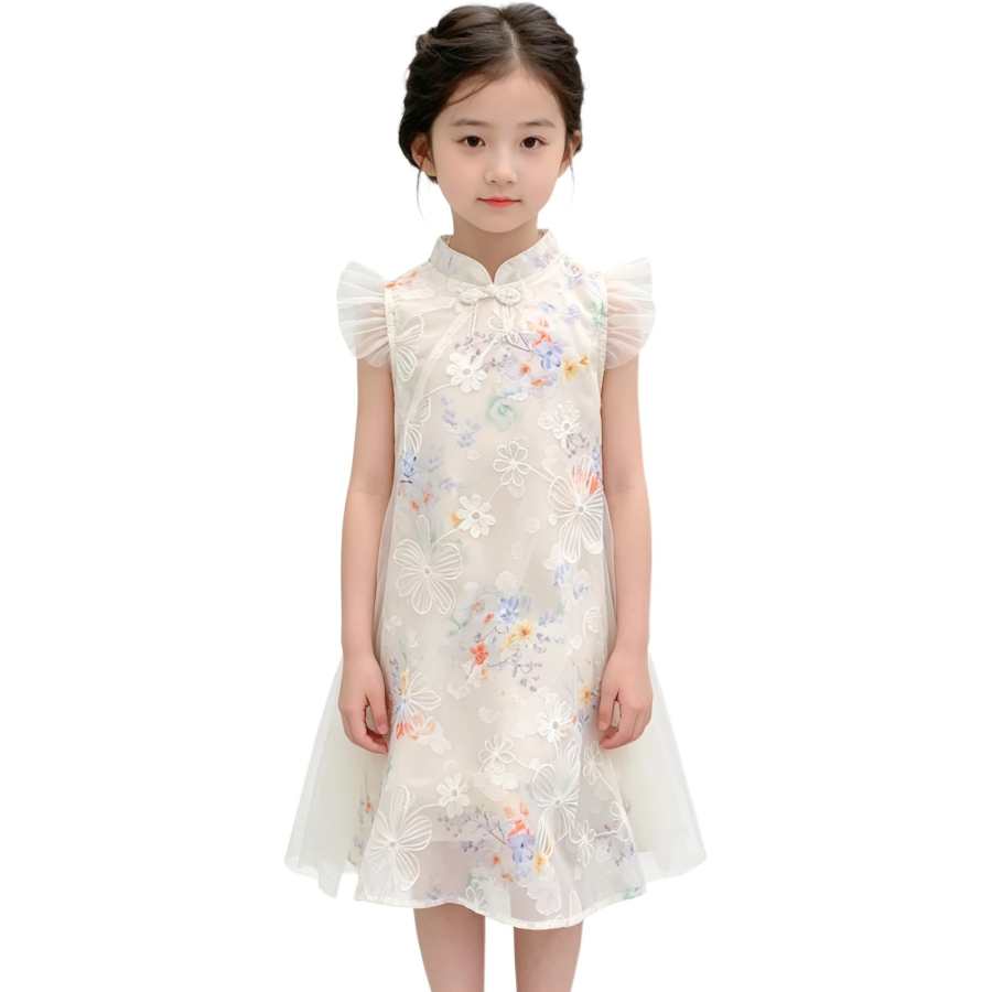 YALU Grade School Dresses Stand Collar Moderate Midi Skirt