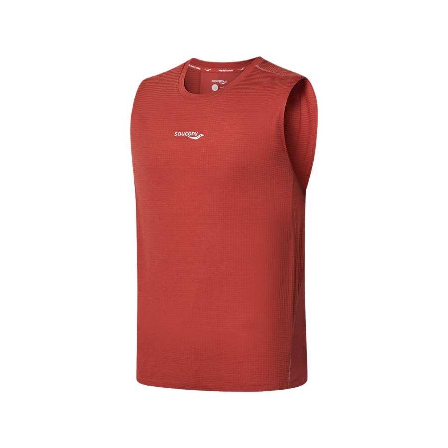 Saucony Tank Tops Men's Entropy Red Crew Neck Moderate Other