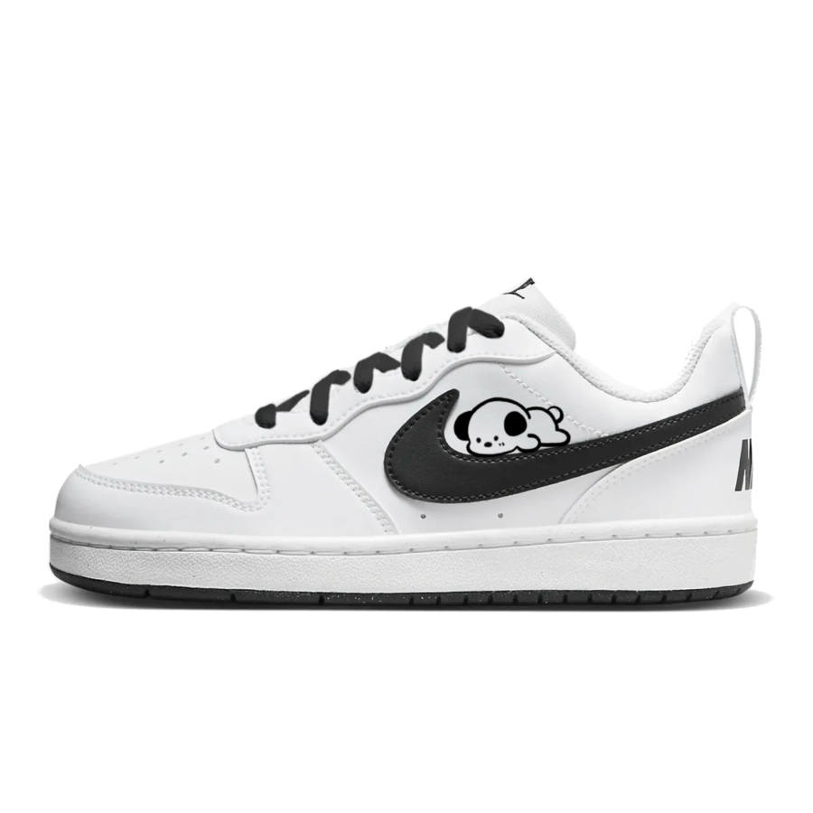 Nike Nike Court Borough Lazy Puppy Slip Resistant Abrasion Resistant Low top Kids' Skateboarding Shoes Black White Teenagers