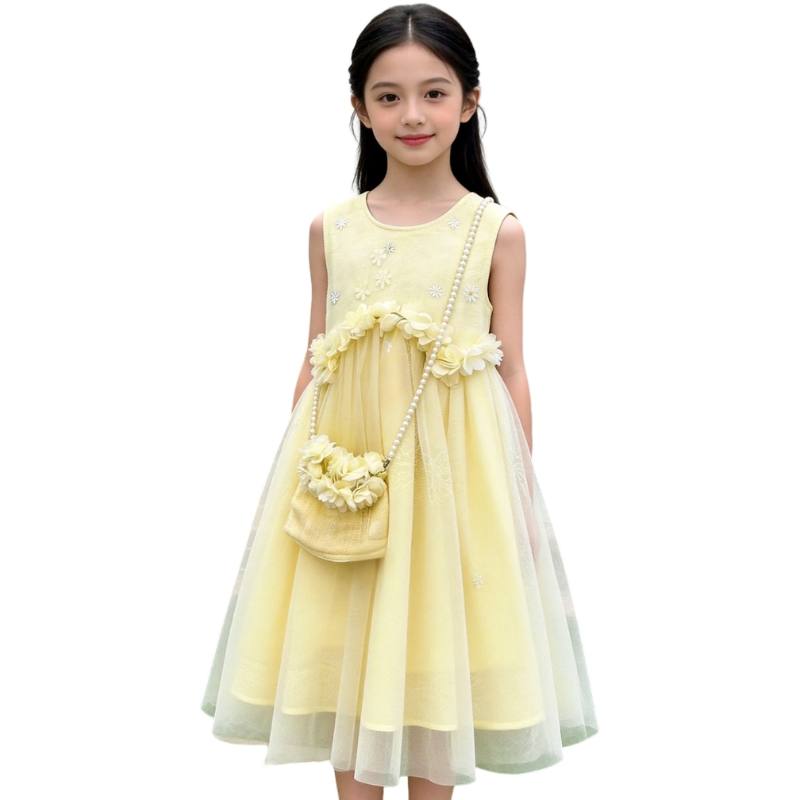 YALU Grade School Dresses Crew Neck Moderate Midi Skirt