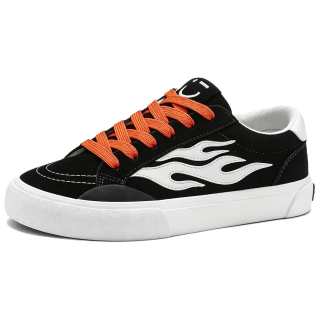 MINISO Skateboard Shoes Unisex Low Top Black & Orange White