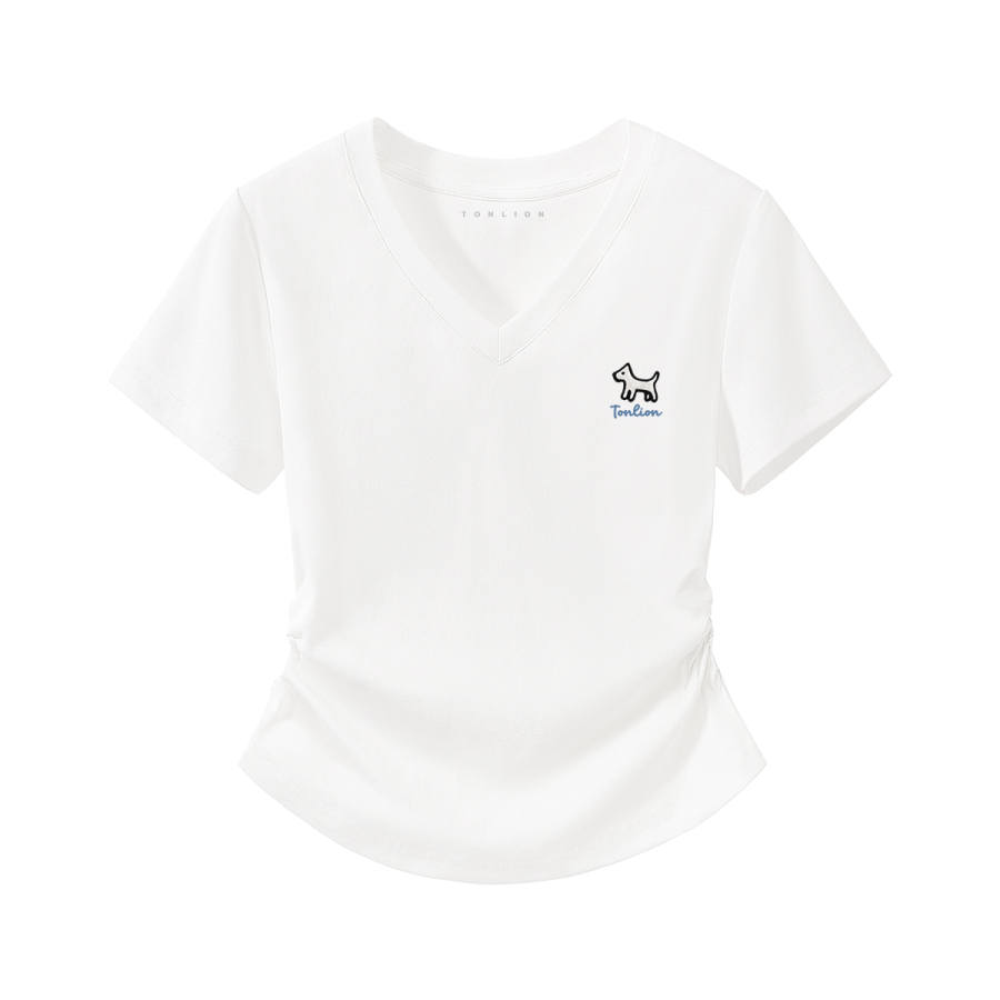Tonlion T Shirts Women's V Neck Thin Nipped In Waist