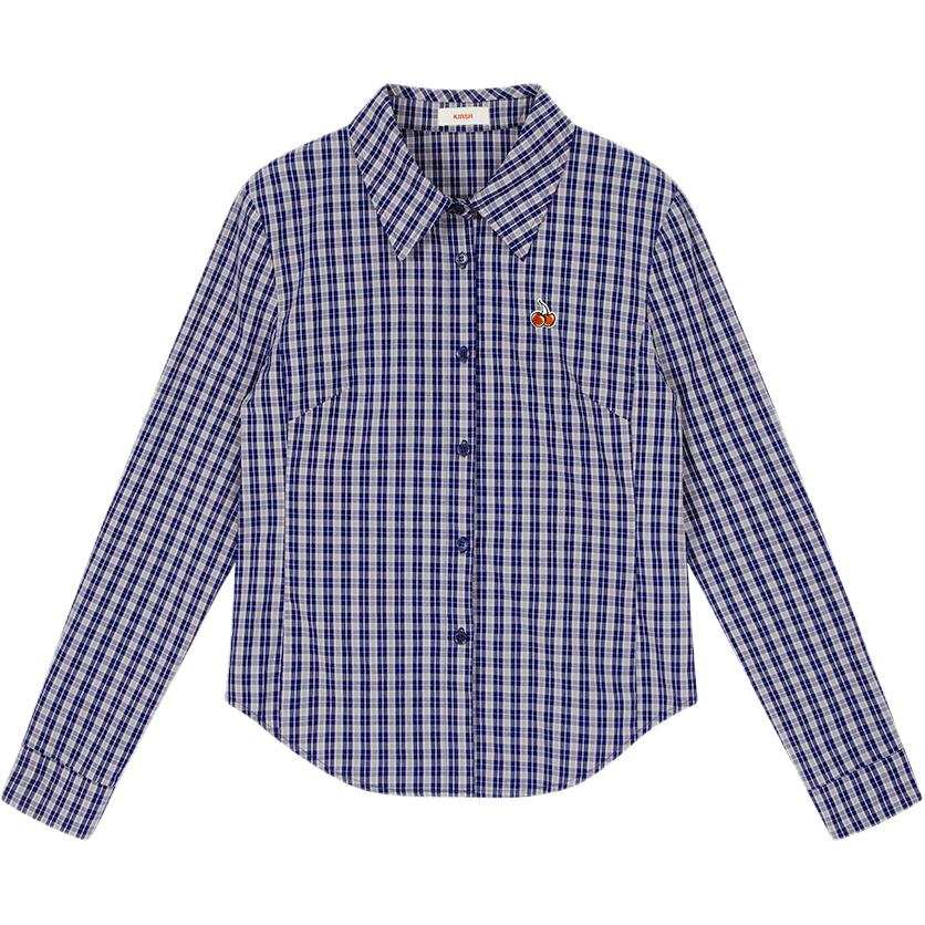 Kirsh SS26 Shirts Women's Gray Navy Plaid Lapel
