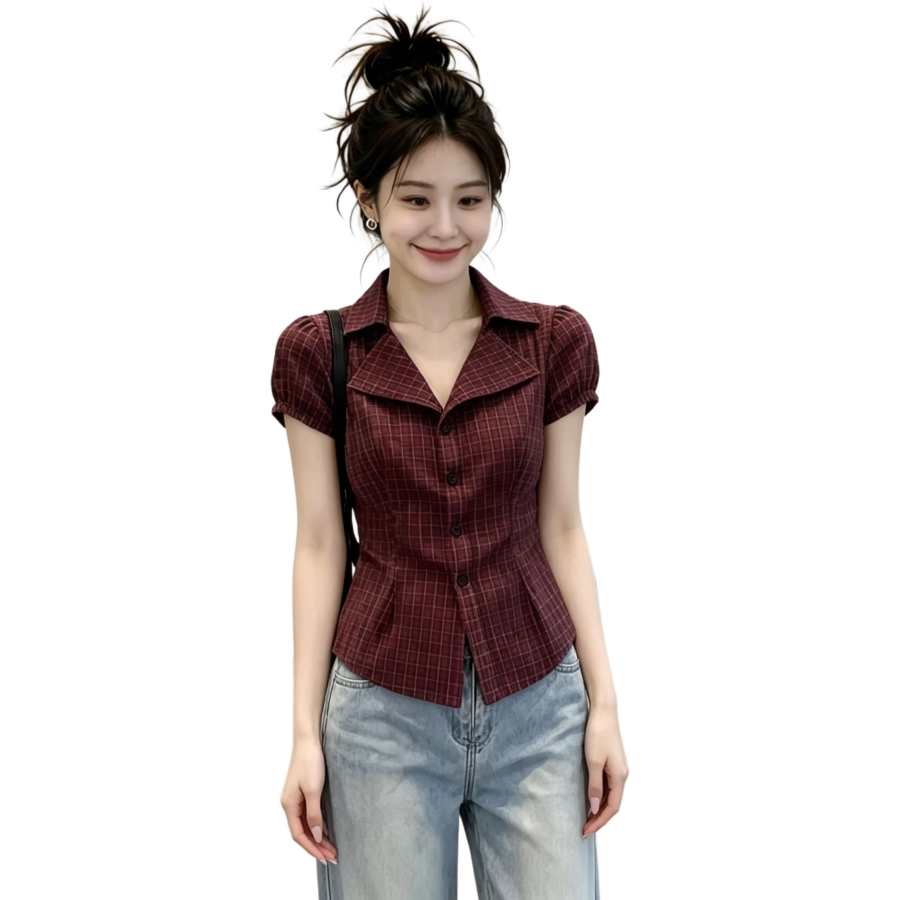 Cotton Gene Shirts Women's Image Color Lapel Moderate Shirt