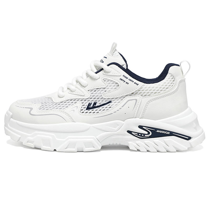 WARRIOR Chunky Sneakers Men's Low Top White Blue, Black Rice Green, Dark Beige Black
