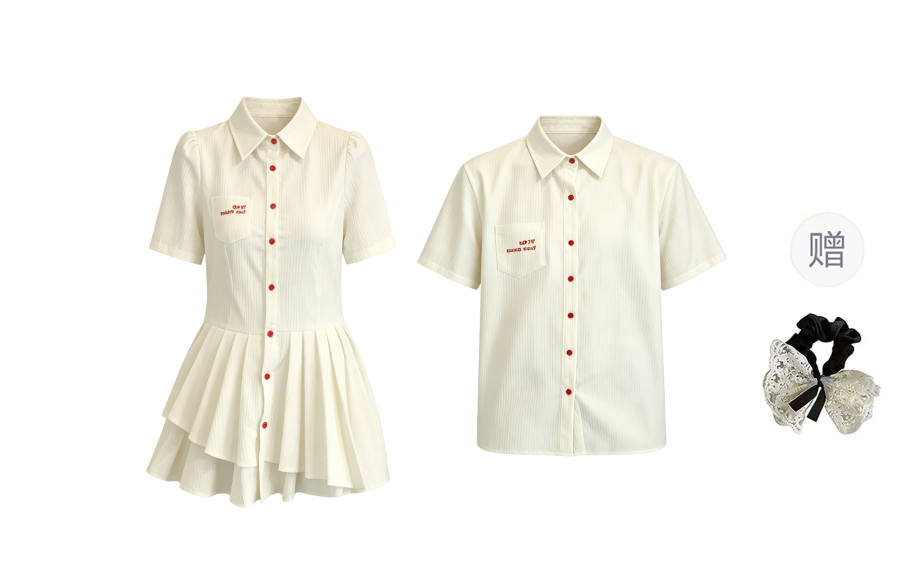 TUSHIFEI Couple Sets Women's Lapel Moderate Short