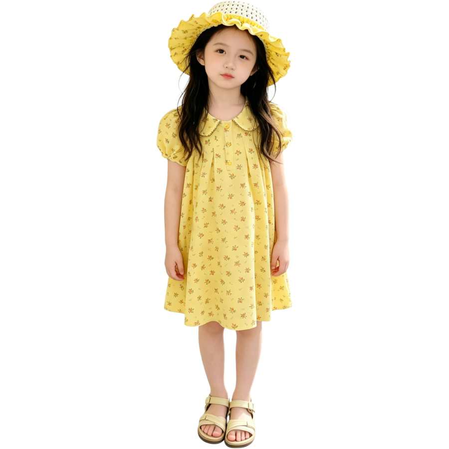 YALU Grade School Dresses Crew Neck Moderate Midi Skirt