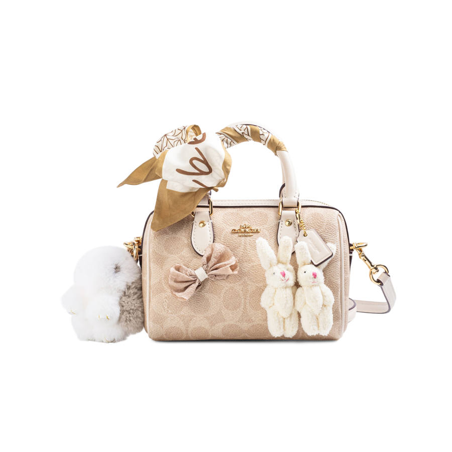 COACH Rowan Artificial Leather Crossbody Handbag Small Women's Vanilla White
