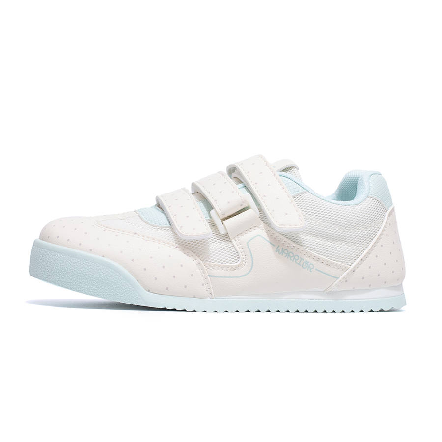 Warrior Students Party, Sweet And Cute, Hook and Loop, Flat Mesh White Shoes Abrasion Resistant Lightweight Breathable