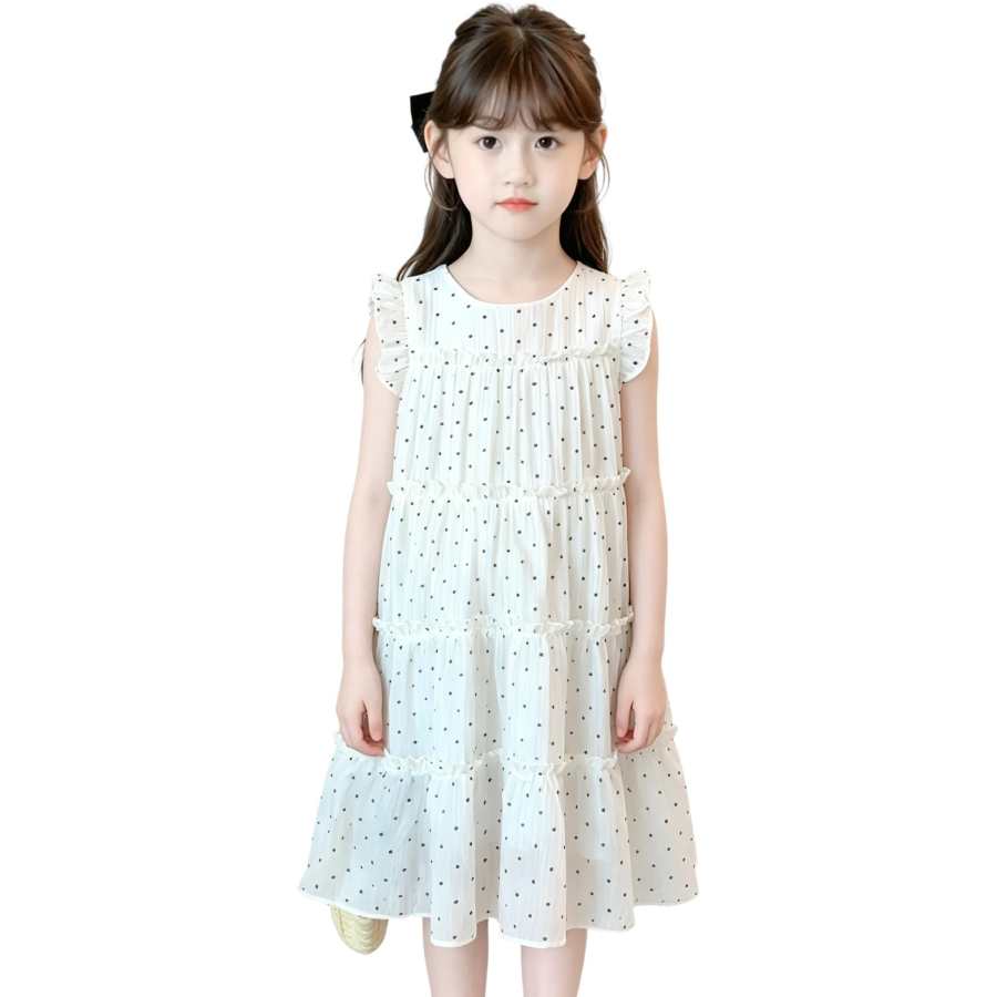 YALU Grade School Dresses Crew Neck Moderate Midi Skirt