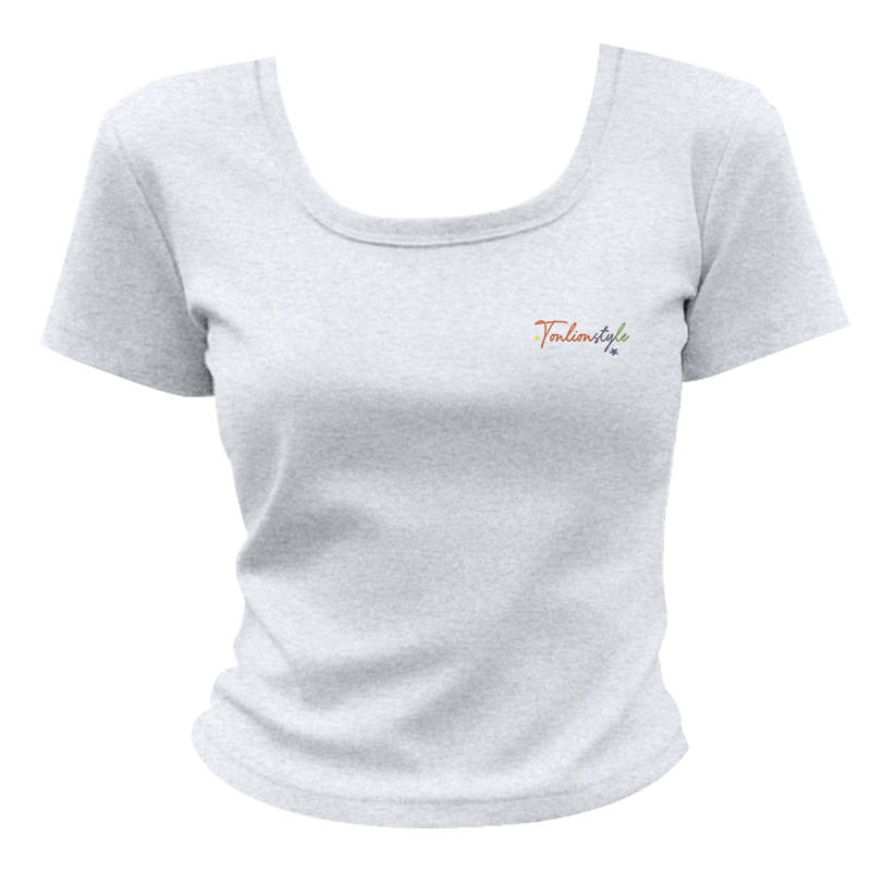 Tonlion T Shirts Women's Square Collar Thin Straight Fit