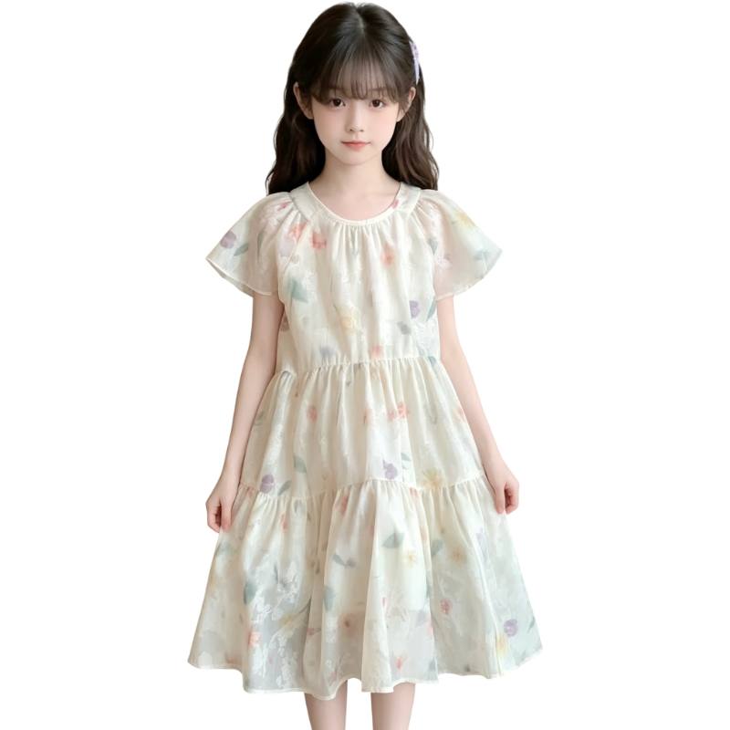 YALU Grade School Dresses Crew Neck Moderate Midi Skirt Stretch