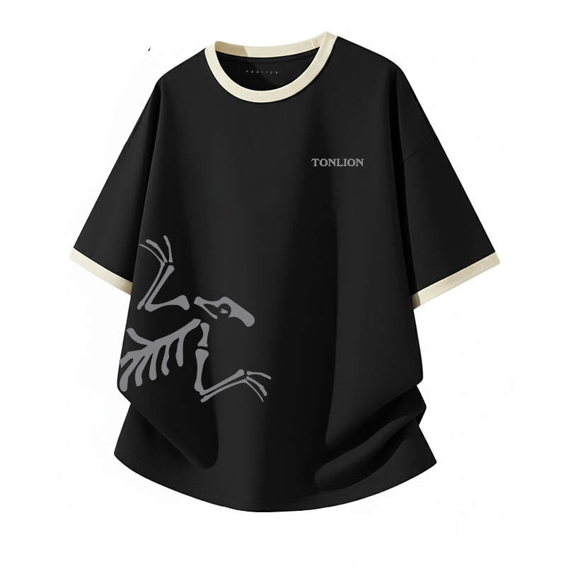 Tonlion T Shirts Unisex Crew Neck Thin Straight Fit
