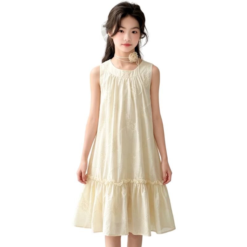 YALU Grade School Dresses Crew Neck Moderate Midi Skirt
