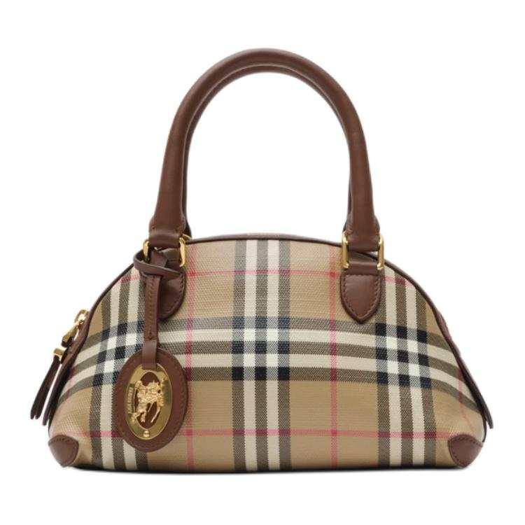 Burberry Cotton One Shoulder Handbag Mini Women's Beige & Brown