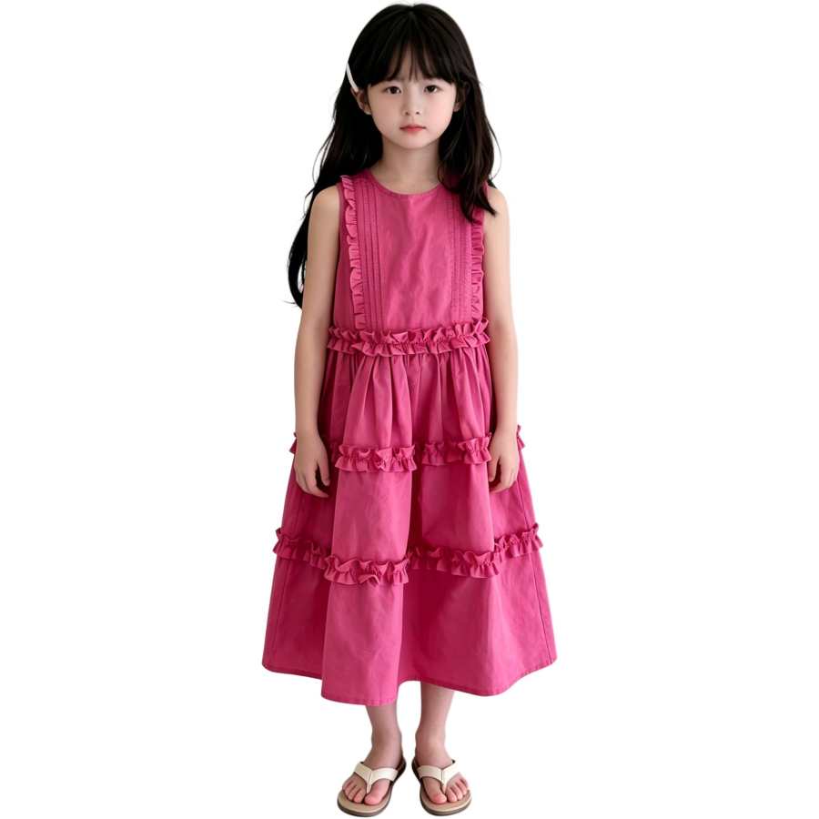 YALU Grade School Dresses Crew Neck Moderate Midi Skirt