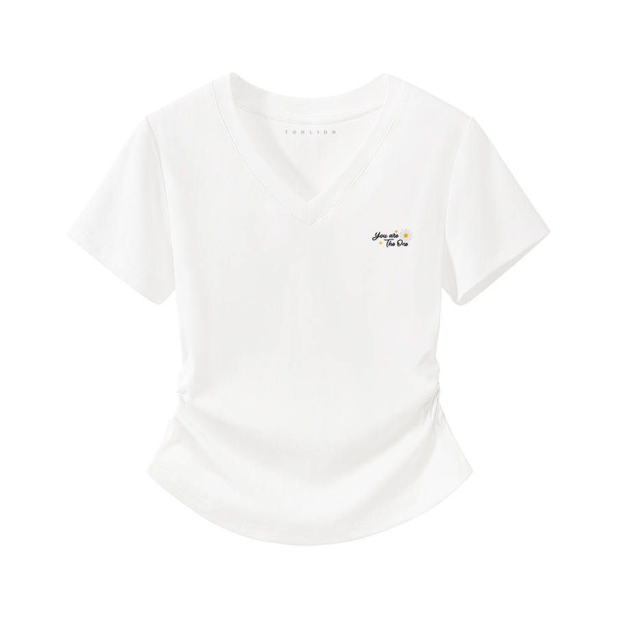 Tonlion T Shirts Women's V Neck Thin Nipped In Waist