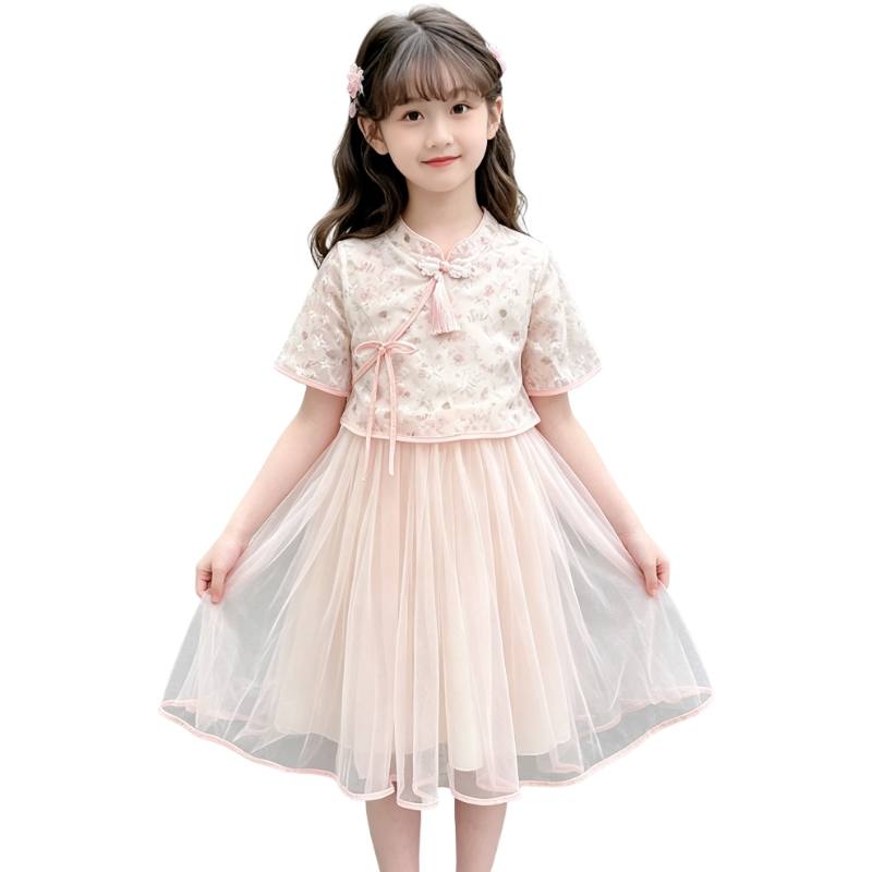 YALU Grade School Dresses Stand Collar Moderate Midi Skirt