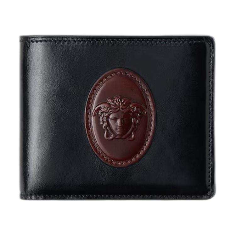 VERSACE VERSACE Cow Leather Wallet Men's Black & Brown