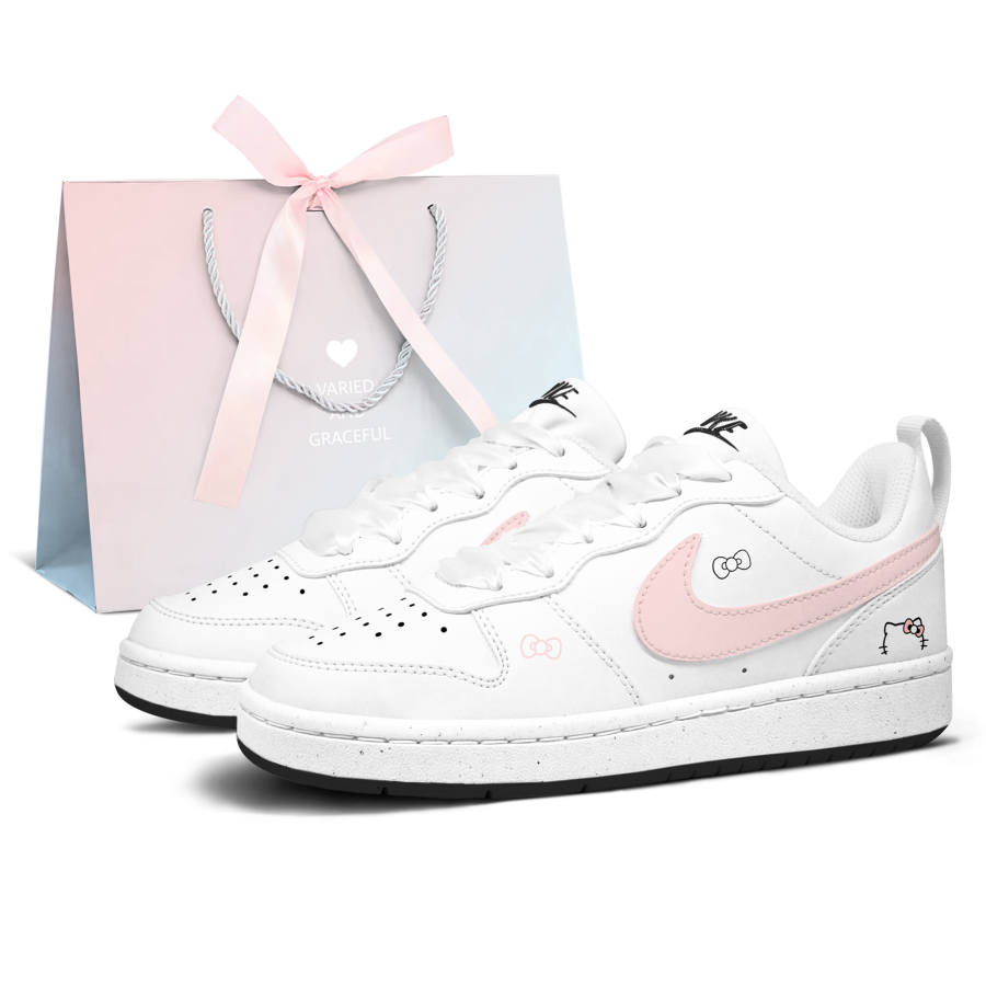 Nike Nike Court Borough Spring Sakura Meow Low top Kids' Skateboarding Shoes Light Pink Teenagers