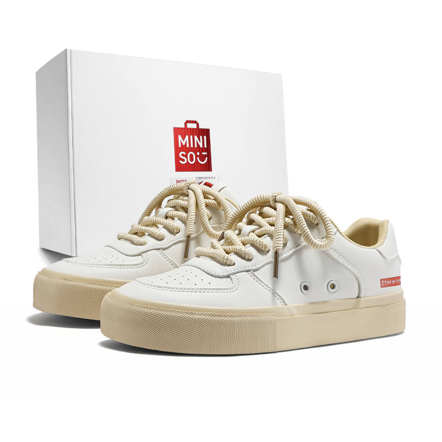 MINISO MINISO Skateboard Shoes Unisex Low Top Beige/White