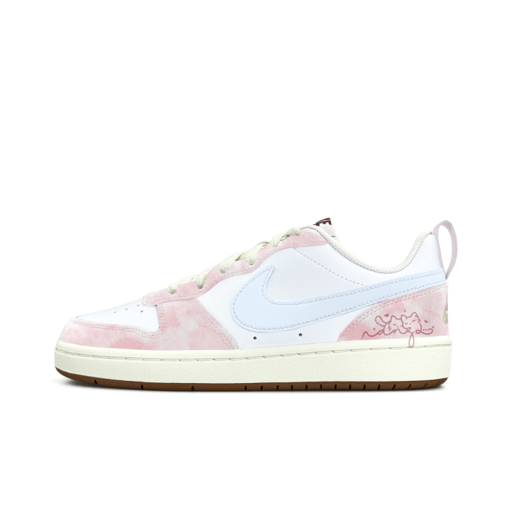 Nike Nike Court Borough Pink Cloud Kitten Language Slip Resistant Abrasion Resistant Low top Kids' Skateboarding Shoes