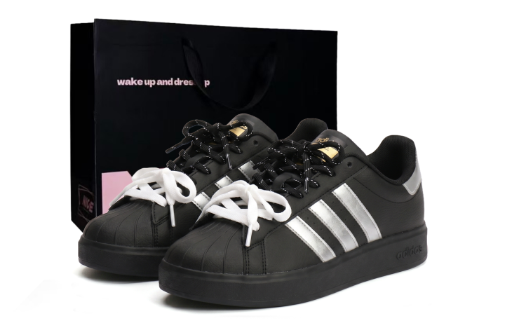 Adidas Adidas STREETTALK Coverage Slip Resistant Cushioning Low top Skateboard Shoes Unisex Black Silver
