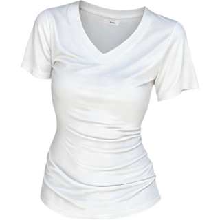 DUSHILIREN T Shirts Women's V Neck Moderate