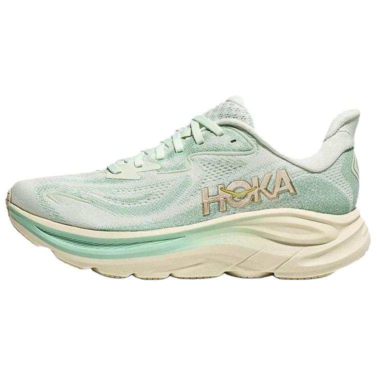 HOKA ONE ONE CLIFTON 10 Breathable Abrasion Resistant Low top Running Shoes Women's Green Gray Beige