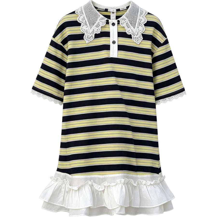 YALU Kids Dresses Polo Collar Thin Short Skirt Stretch