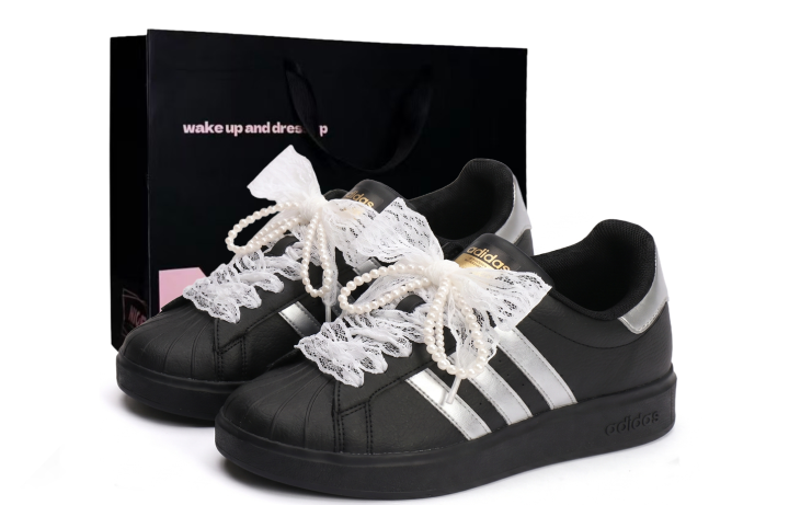 Adidas Adidas STREETTALK Coverage Slip Resistant Cushioning Low top Skateboard Shoes Unisex Black Silver