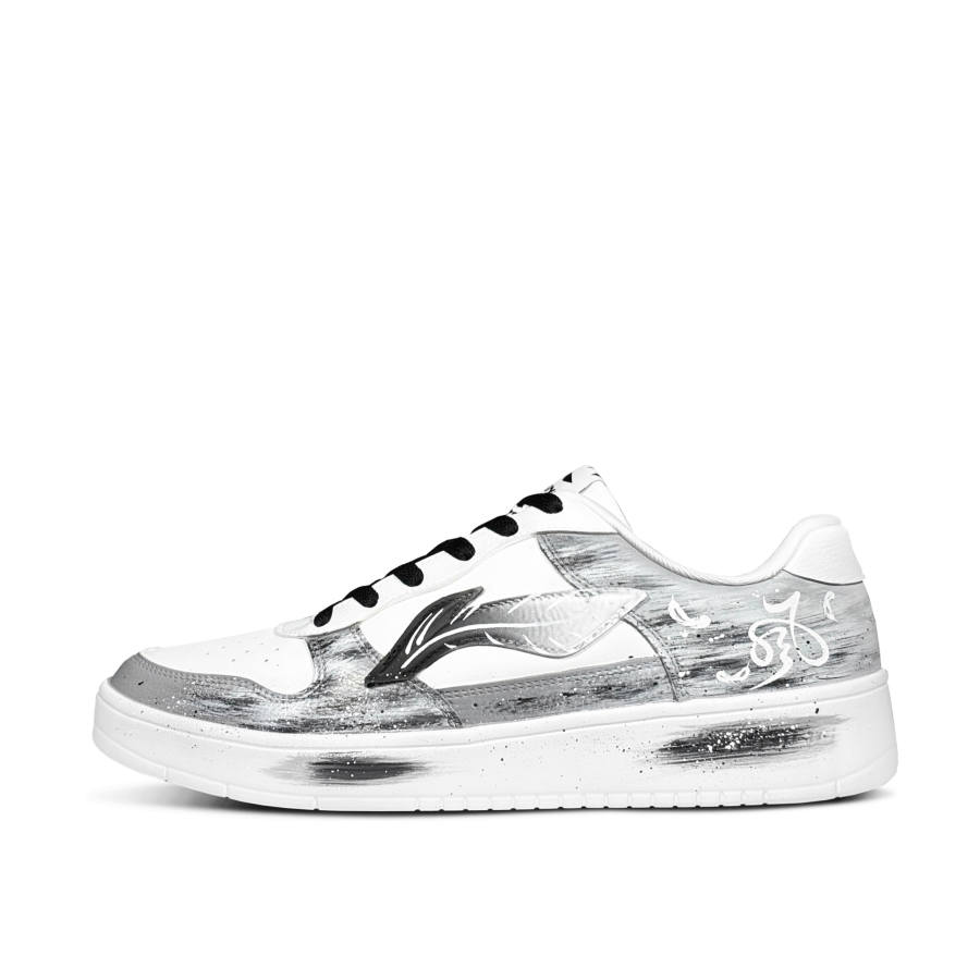 Li-Ning Li Ning Floating Boat Lightweight Abrasion Resistant Low top Skateboard Shoes Men's Black White