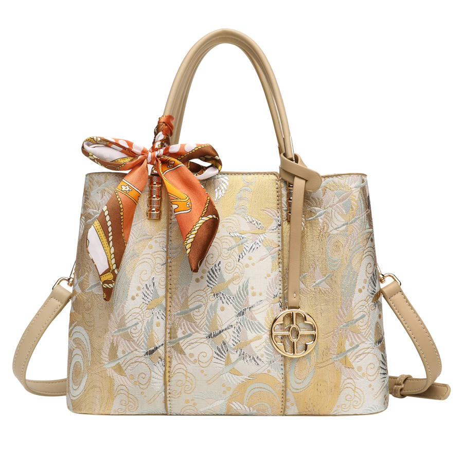 PAYOT Synthetic Leather Tote Handbag Regular Women's Apricot