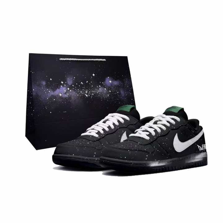 Nike Nike Big Slip Resistant Abrasion Resistant Low top Skateboard Shoes Men's Black White