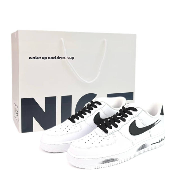 Nike Nike Air Force 1 Air Force 1 Height Increasing Lightweight Breathable Low top Skateboard Shoes Unisex Black White
