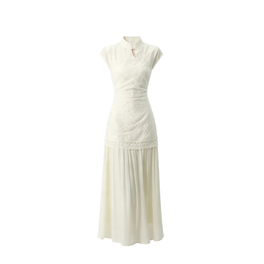 CPAURA Two Piece Skirt Sets Women's Crew Neck Moderate Long Skirt