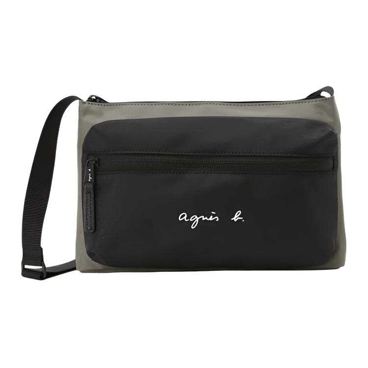 Agnes B. Nylon Shoulder Bag, Crossbody Bag Small Men's Khaki