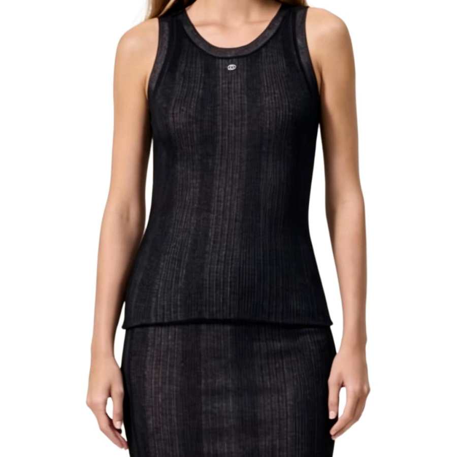 CHANEL Tank Tops Women's Black Crew Neck Moderate Other
