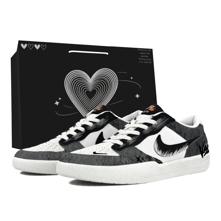 Nike Nike SB Force 58 Cushioning Abrasion Resistant Low top Skateboard Shoes Men's Black White