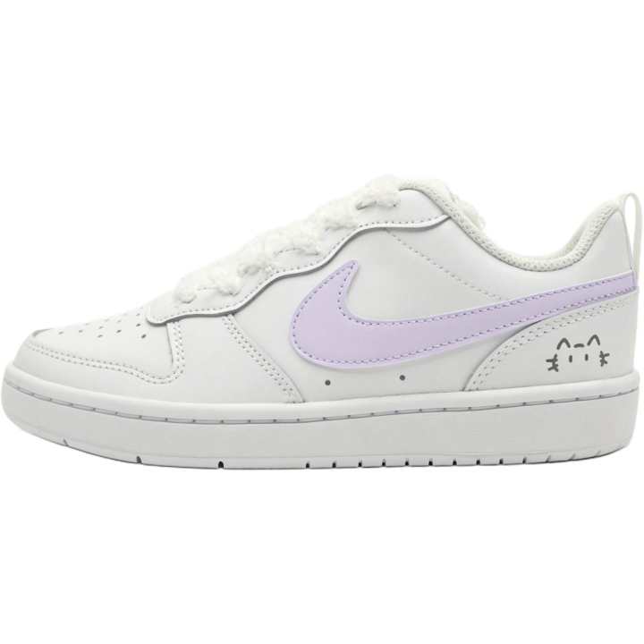 Nike Nike Court Borough Grape Kitten Leather Slip Resistant Lightweight Cushioning Low top Kids' Skateboarding Shoes