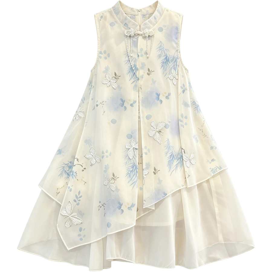 YALU Kids Dresses Half Turtleneck Thin Midi Dress Non Stretch